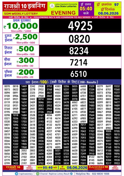 Everest Result Today Dear Lottery Chart
