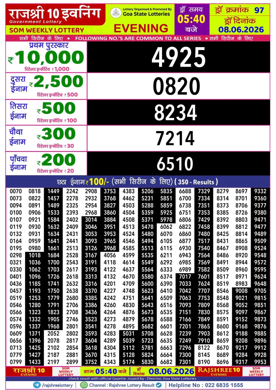 Everest Result Today Dear Lottery Chart