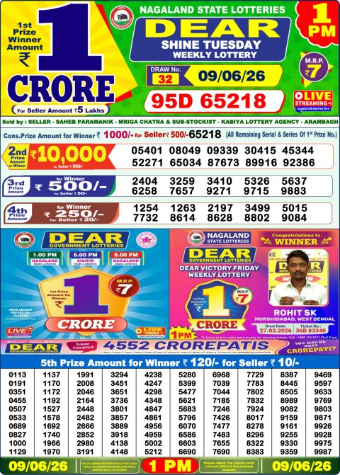 Everest Result Today Dear Lottery Chart