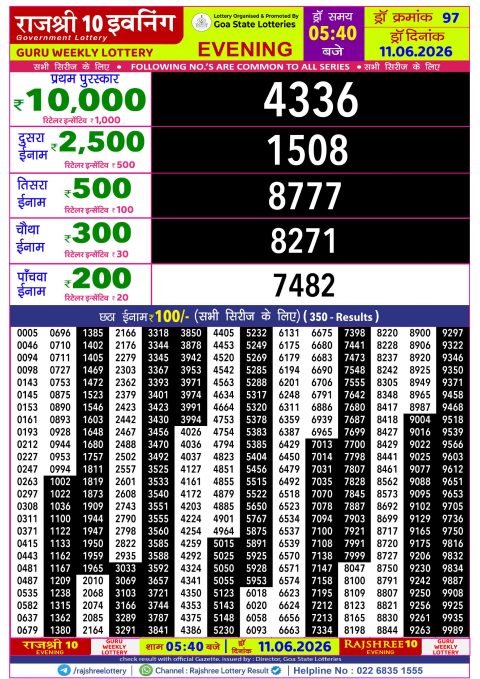 Everest Result Today Dear Lottery Chart