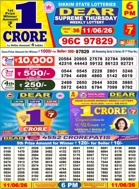 Everest Result Today Dear Lottery Chart