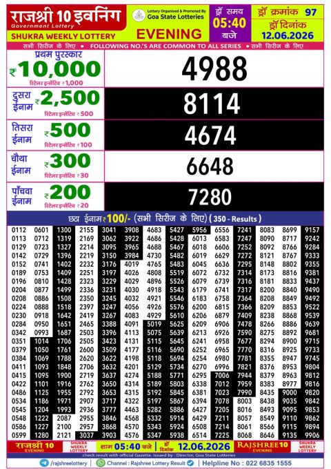 Everest Result Today Dear Lottery Chart