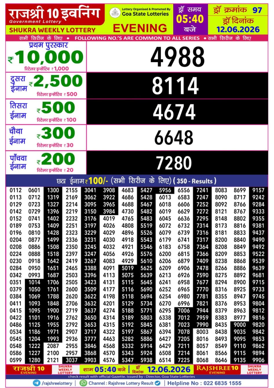 Everest Result Today Dear Lottery Chart