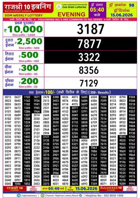 Everest Result Today Dear Lottery Chart