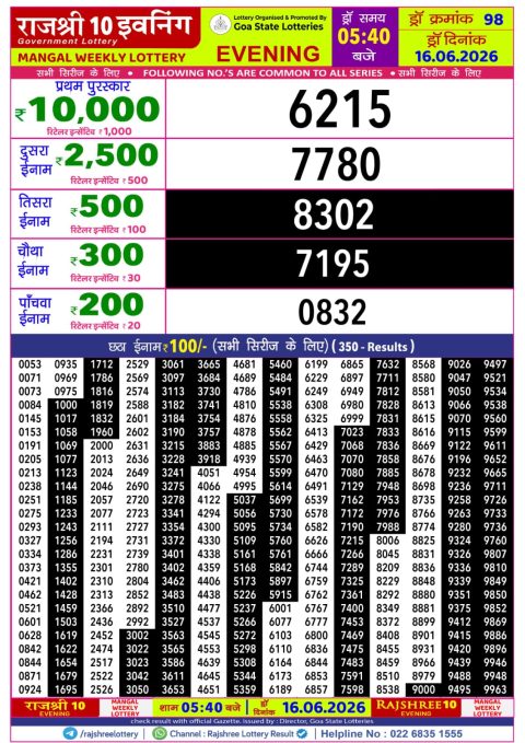 Everest Result Today Dear Lottery Chart