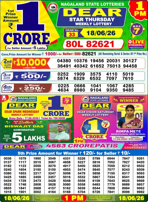 Everest Result Today Dear Lottery Chart