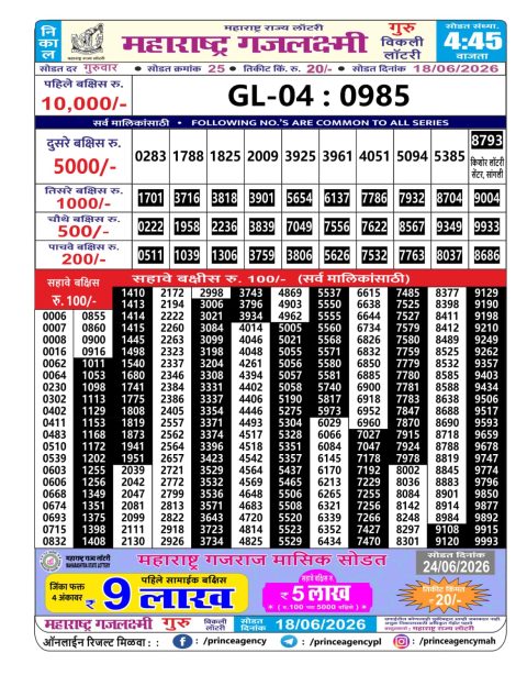 Everest Result Today Dear Lottery Chart