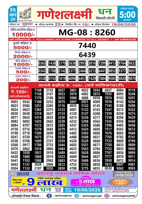 Everest Result Today Dear Lottery Chart