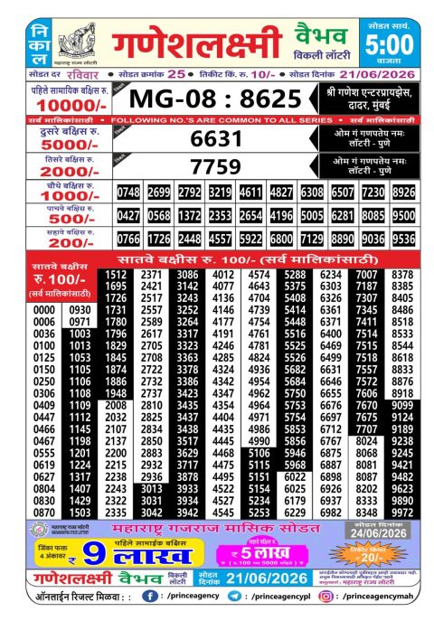 Everest Result Today Dear Lottery Chart