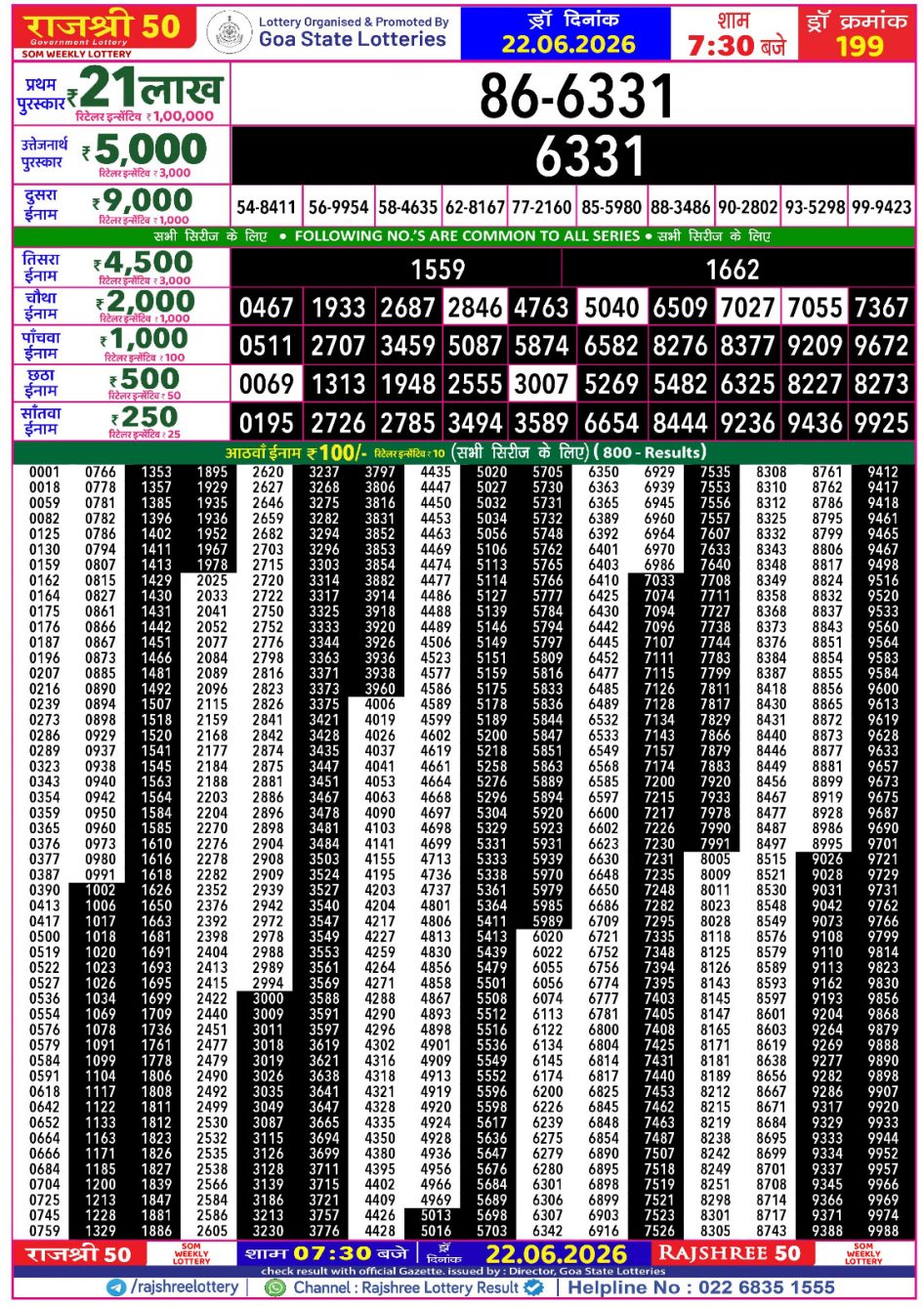 Everest Result Today Dear Lottery Chart