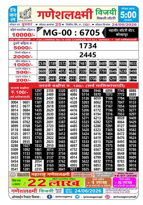 Everest Result Today Dear Lottery Chart