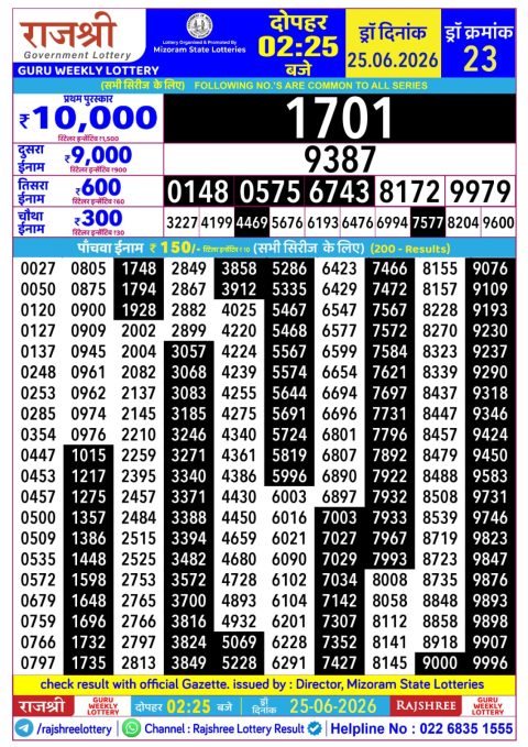 Everest Result Today Dear Lottery Chart