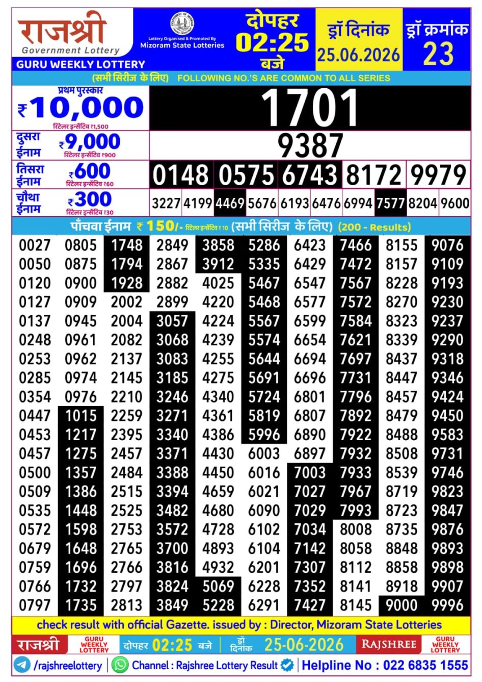 Everest Result Today Dear Lottery Chart