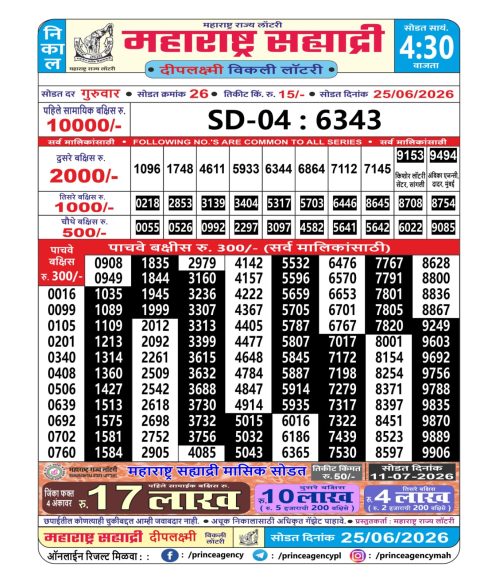 Everest Result Today Dear Lottery Chart