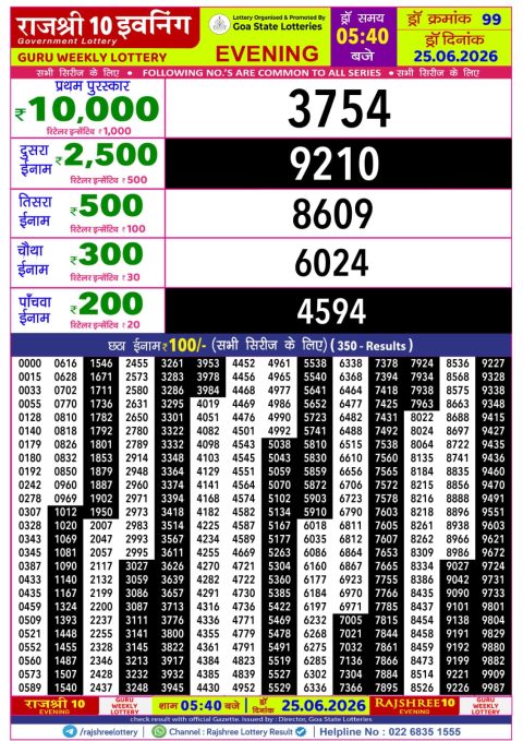 Everest Result Today Dear Lottery Chart