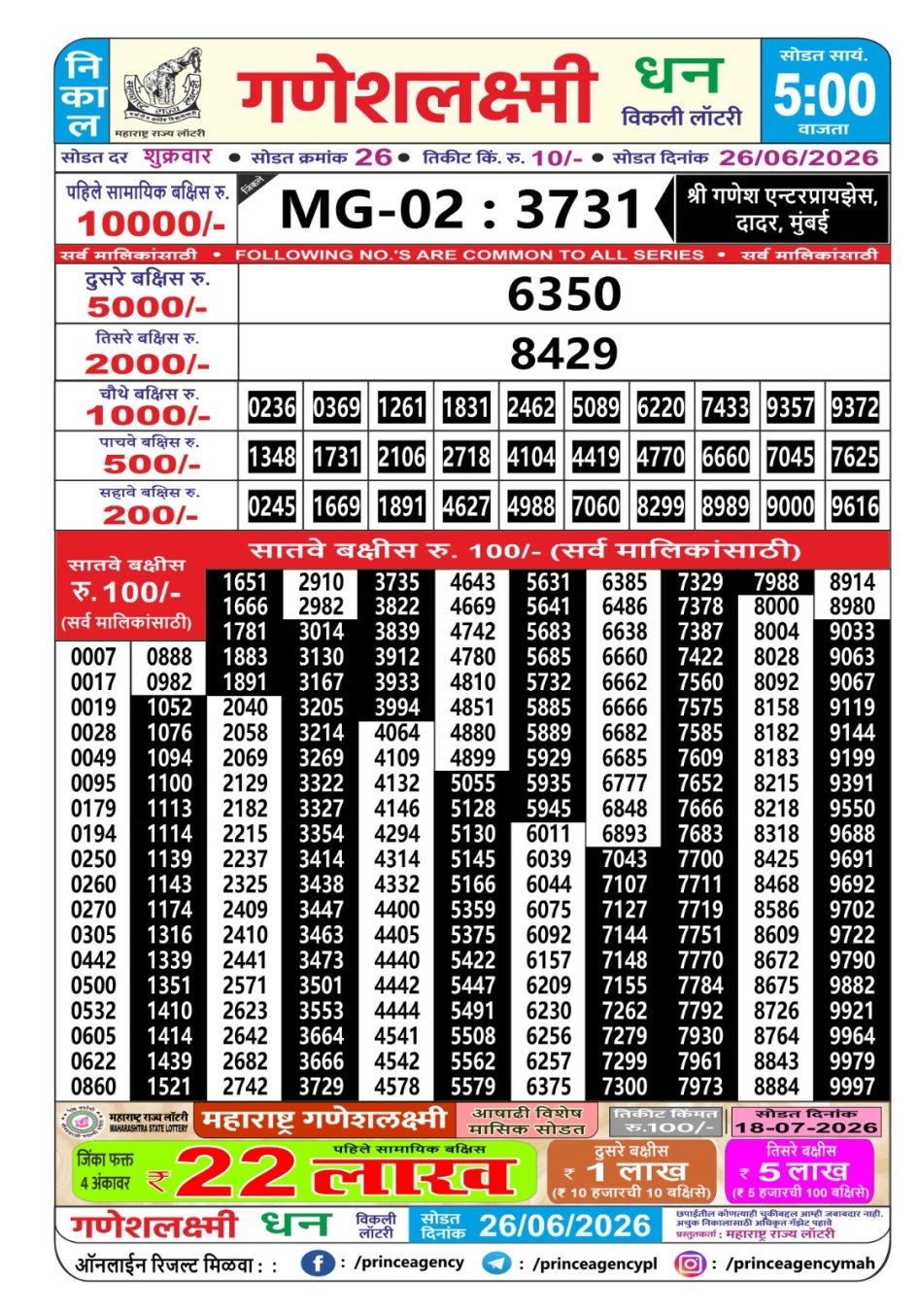 Everest Result Today Dear Lottery Chart