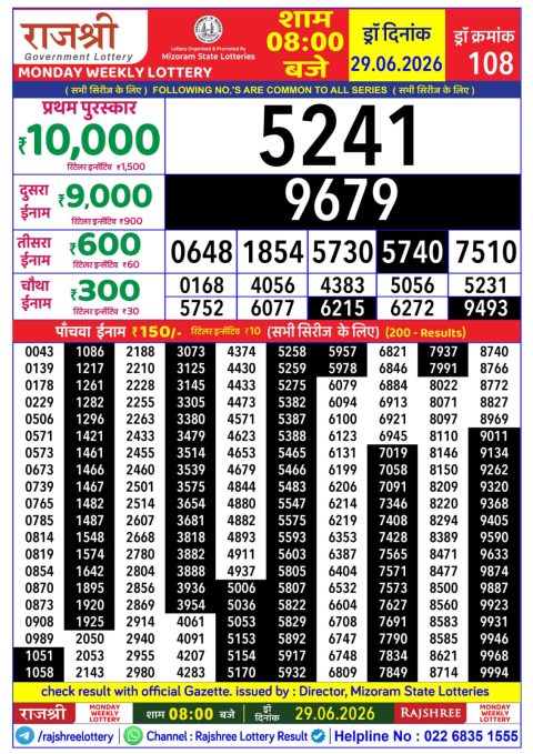 Everest Result Today Dear Lottery Chart