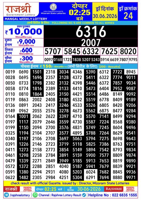 Everest Result Today Dear Lottery Chart