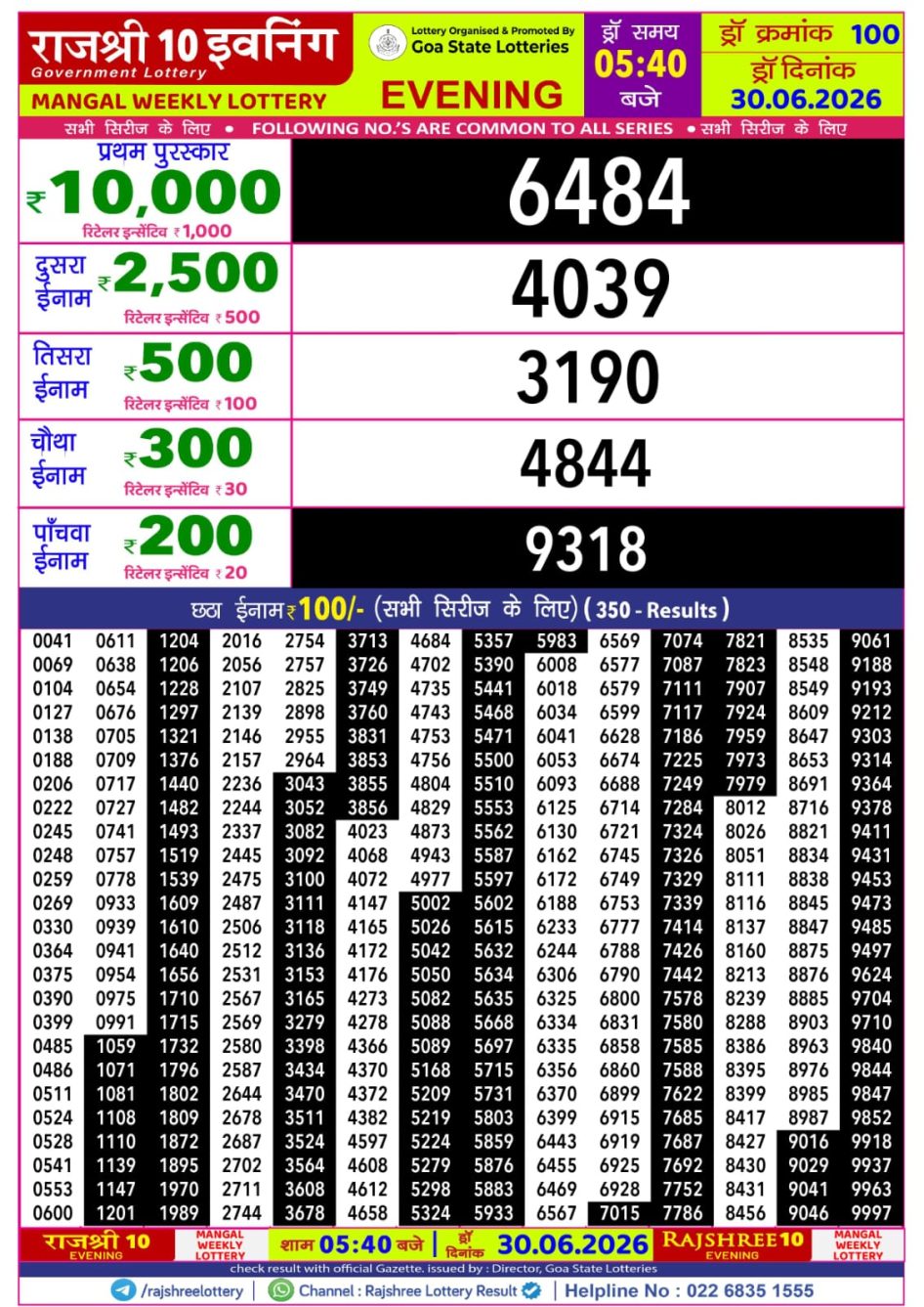 Everest Result Today Dear Lottery Chart