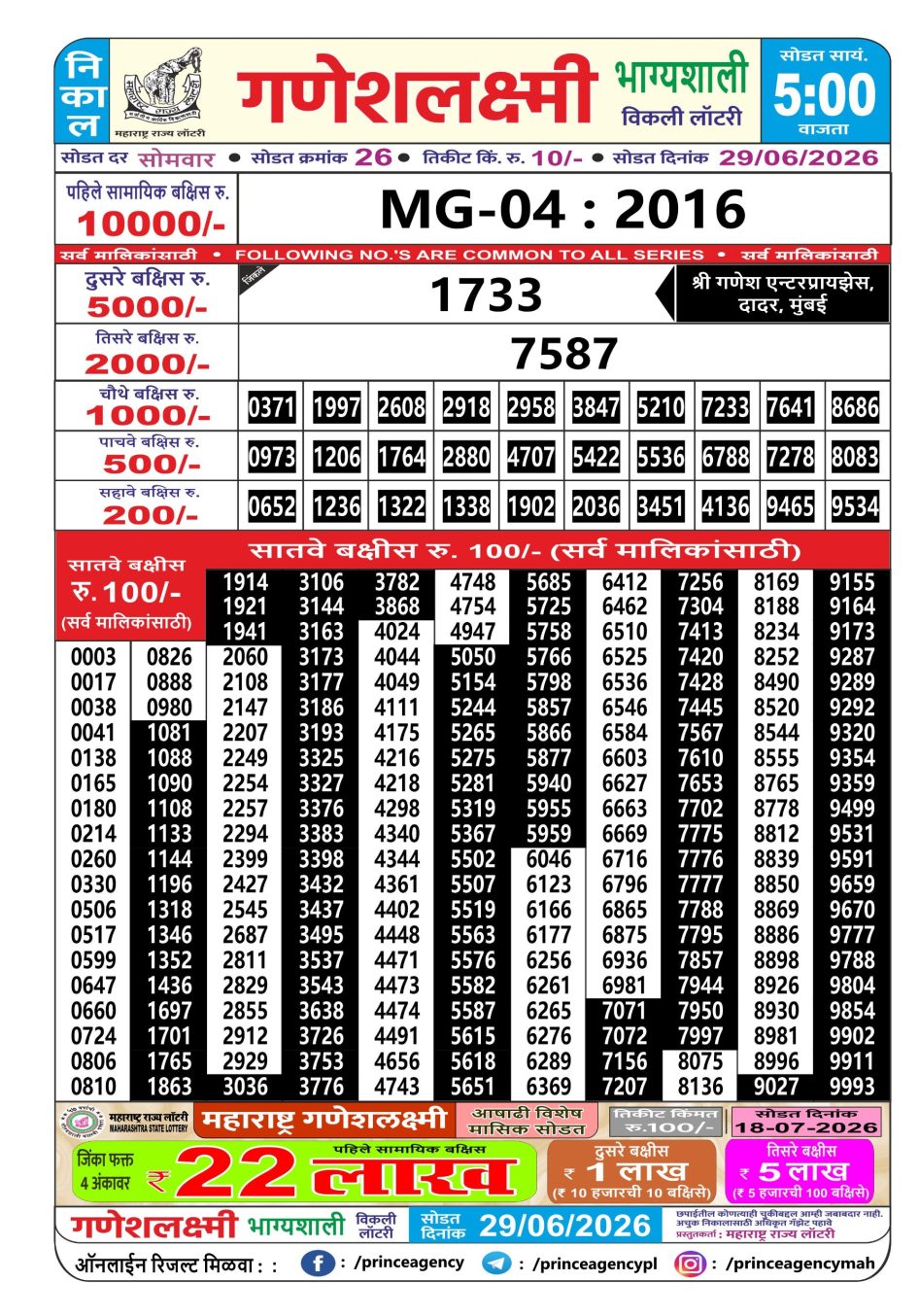 Everest Result Today Dear Lottery Chart