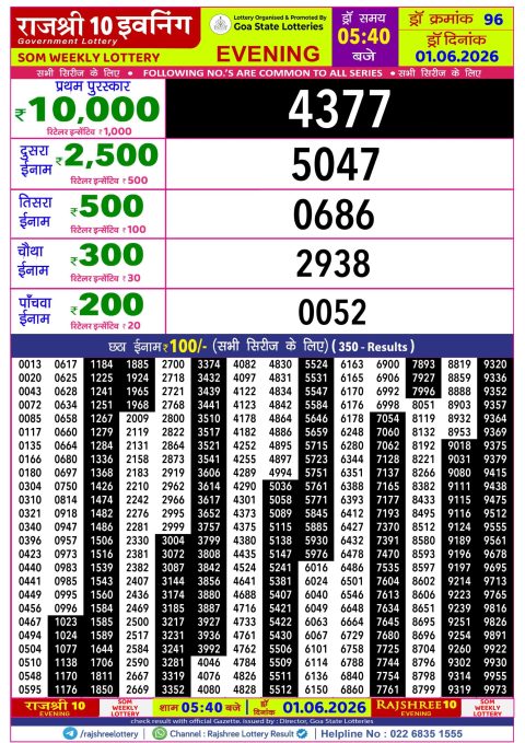 Everest Result Today Dear Lottery Chart