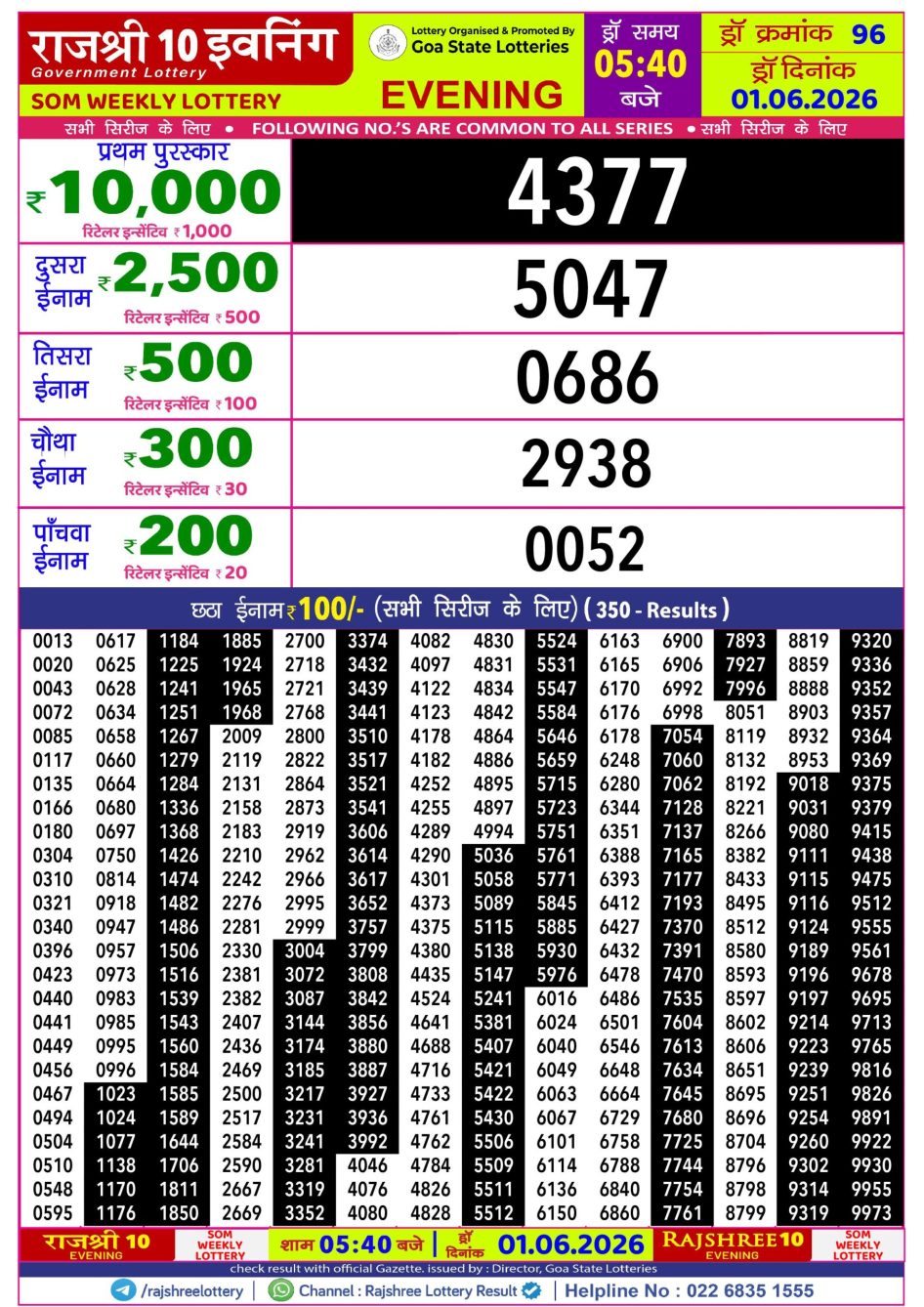 Everest Result Today Dear Lottery Chart