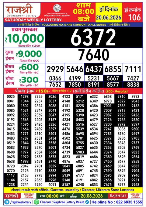 Everest Result Today Dear Lottery Chart