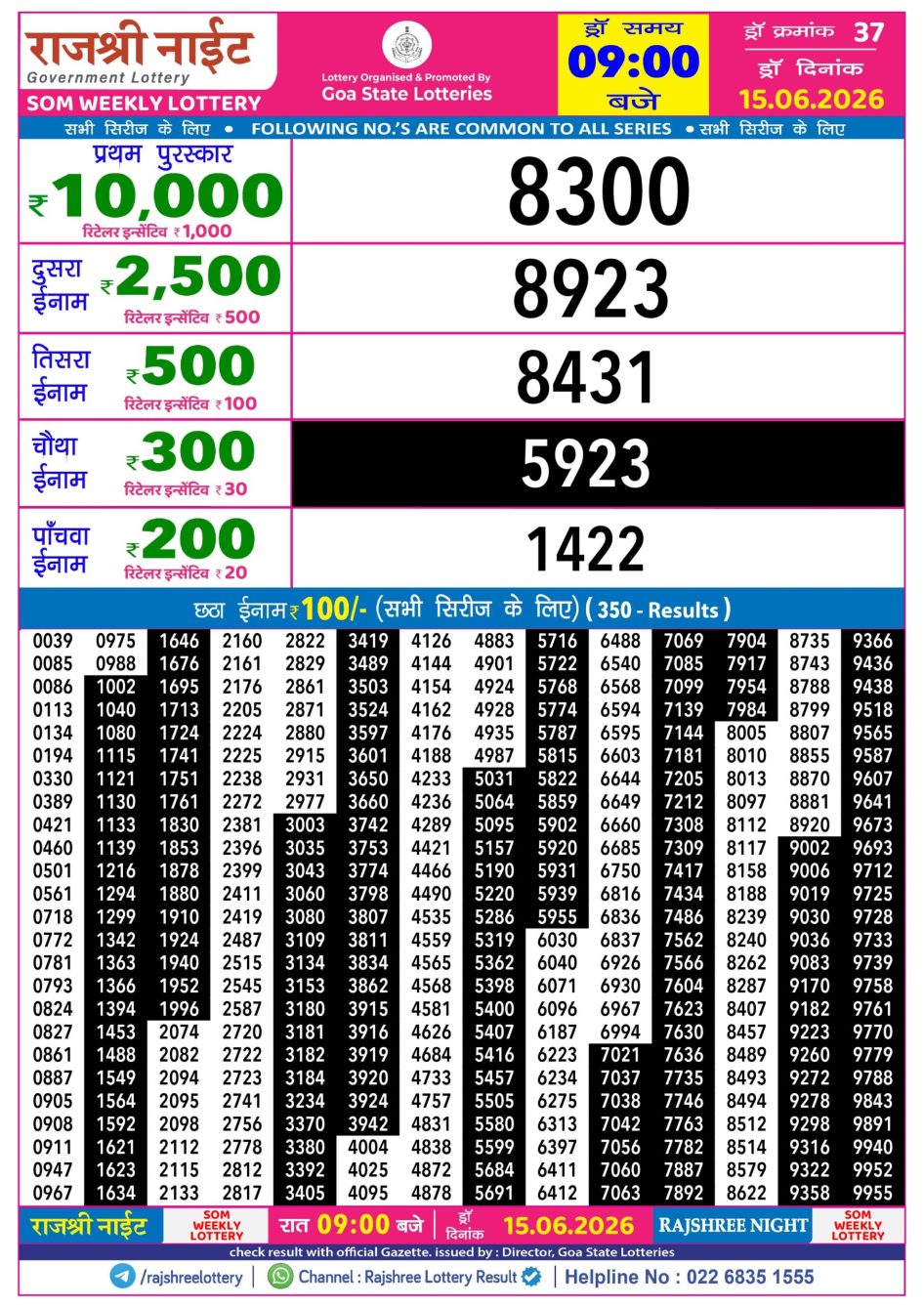 Everest Result Today Dear Lottery Chart