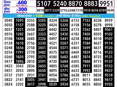 Everest Result Today Dear Lottery Chart