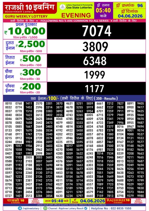 Everest Result Today Dear Lottery Chart
