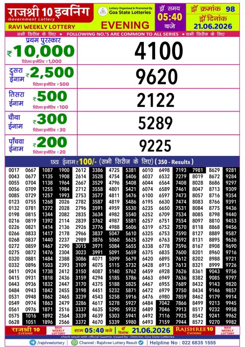 Everest Result Today Dear Lottery Chart
