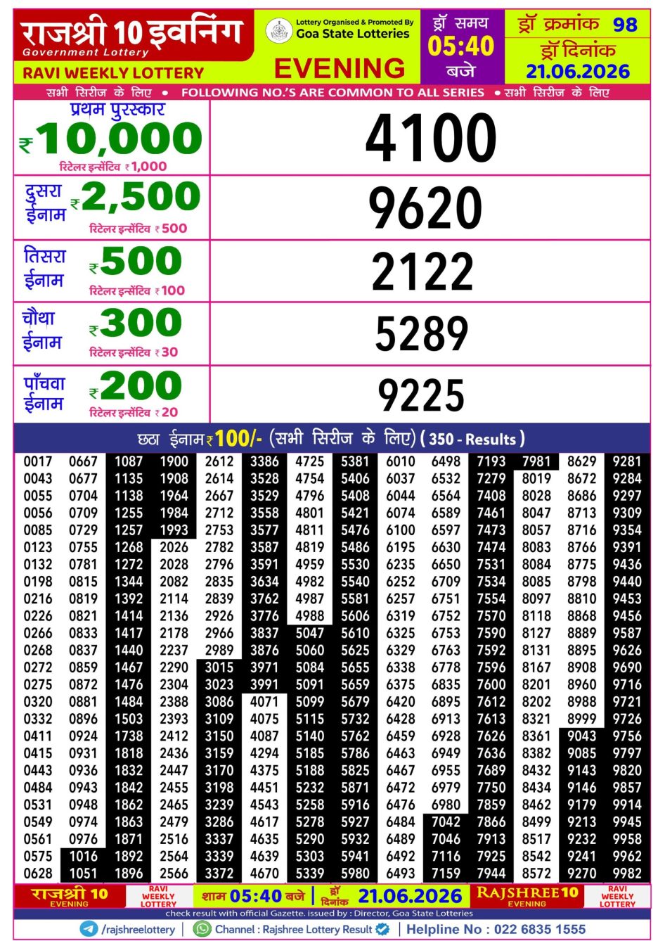 Everest Result Today Dear Lottery Chart