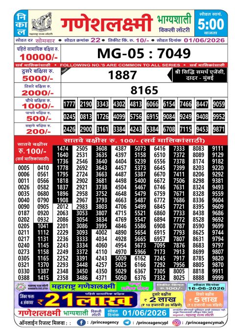 Everest Result Today Dear Lottery Chart