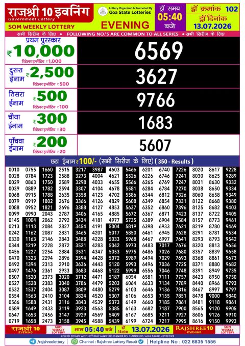 Everest Result Today Dear Lottery Chart