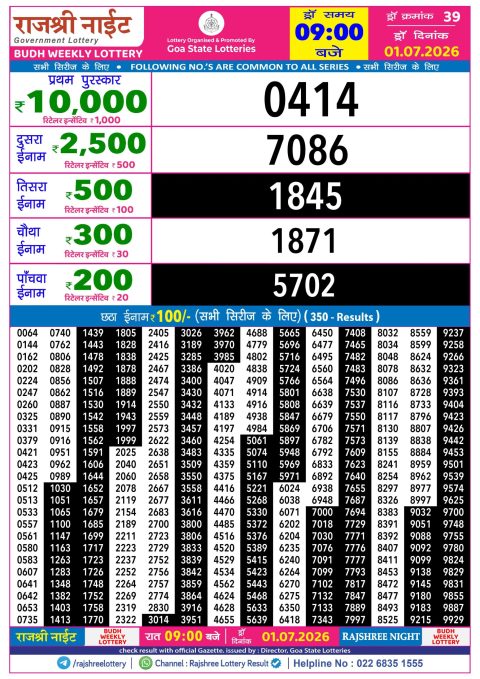 Everest Result Today Dear Lottery Chart