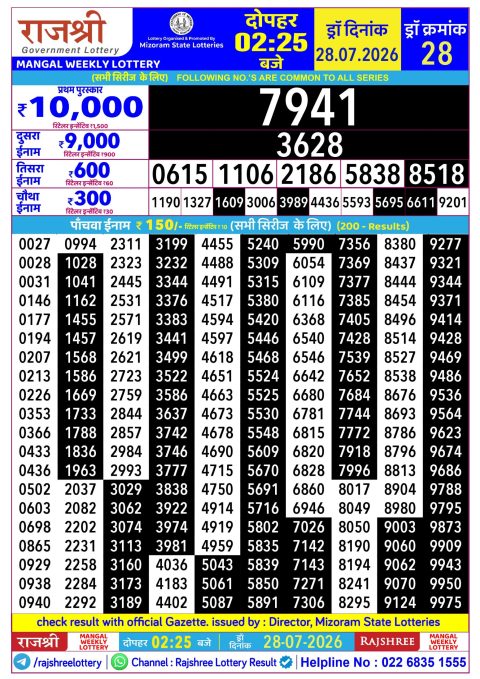 Everest Result Today Dear Lottery Chart