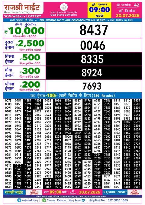 Everest Result Today Dear Lottery Chart