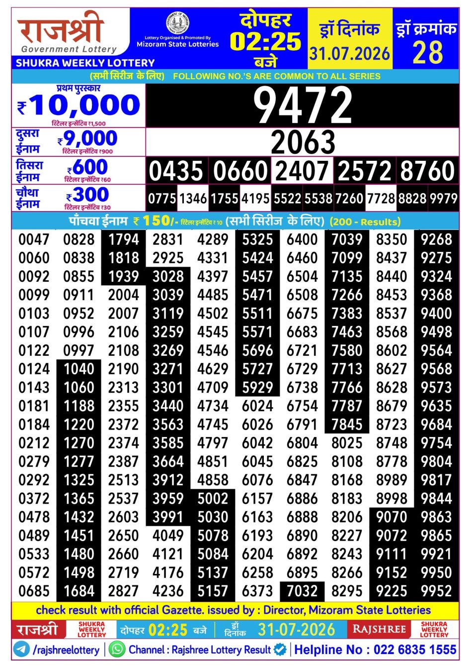 Everest Result Today Dear Lottery Chart