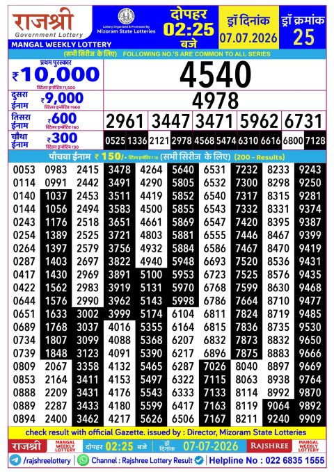 Everest Result Today Dear Lottery Chart