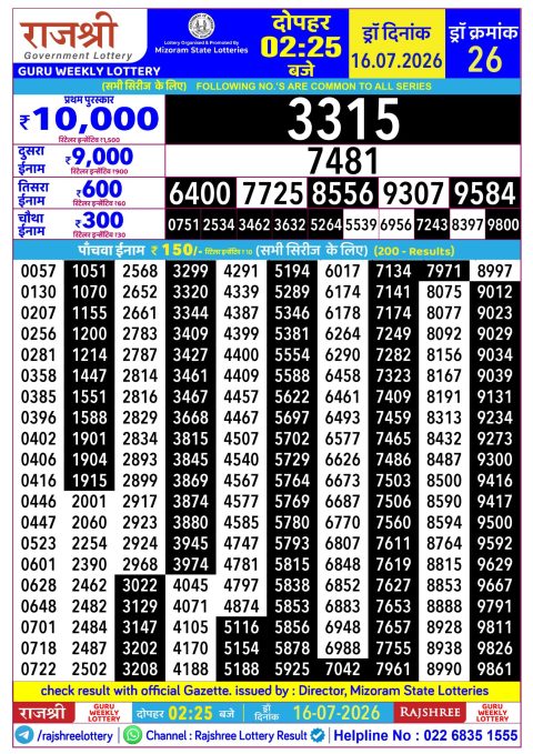 Everest Result Today Dear Lottery Chart