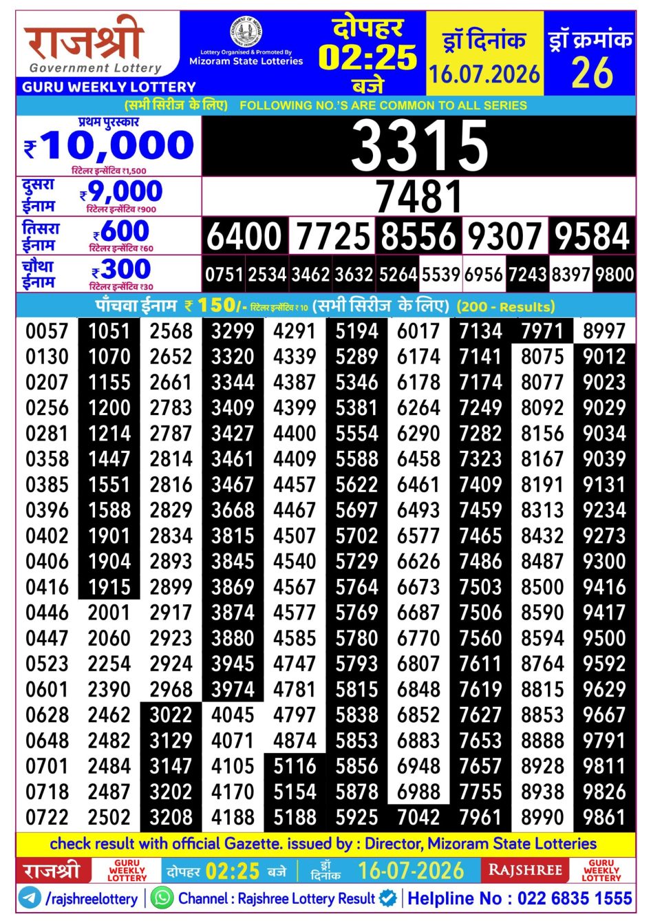Everest Result Today Dear Lottery Chart