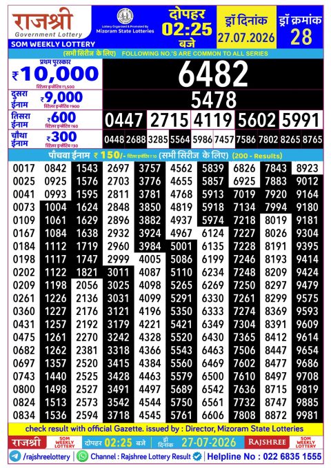 Everest Result Today Dear Lottery Chart