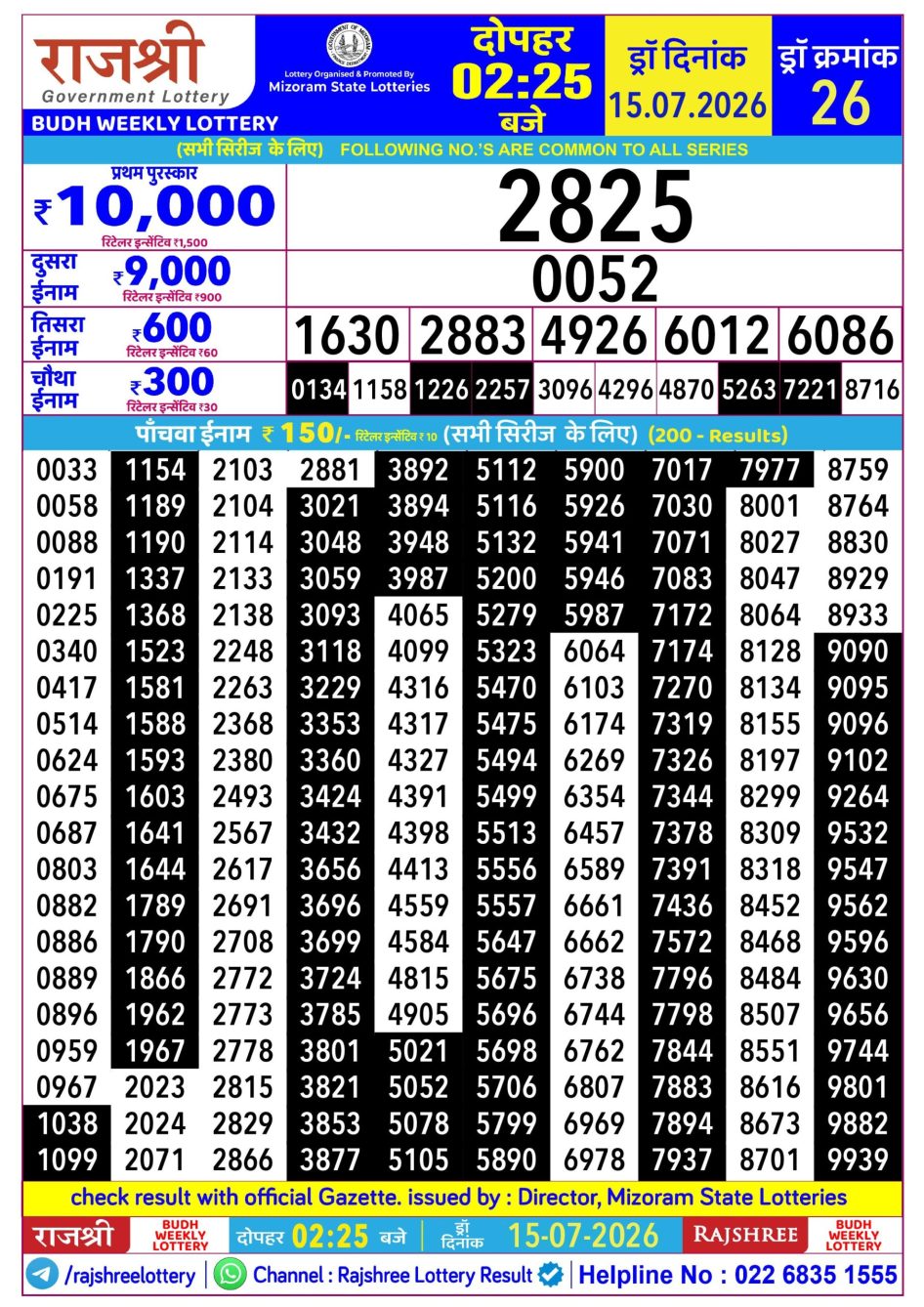 Everest Result Today Dear Lottery Chart