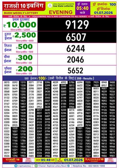 Everest Result Today Dear Lottery Chart