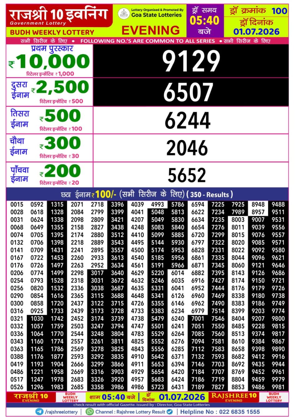 Everest Result Today Dear Lottery Chart