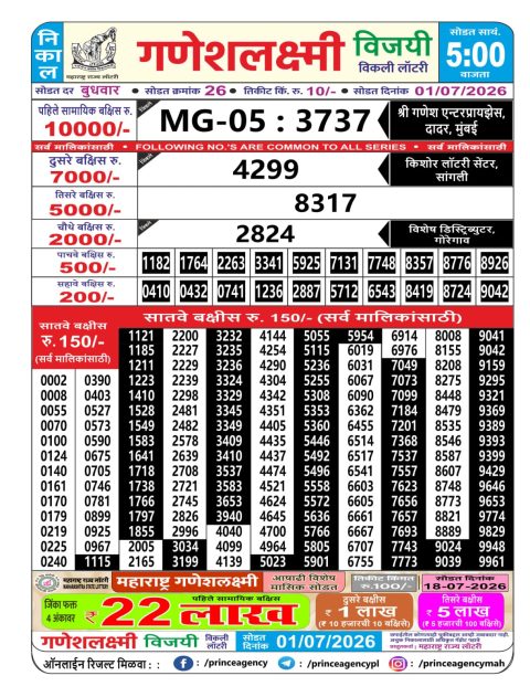 Everest Result Today Dear Lottery Chart