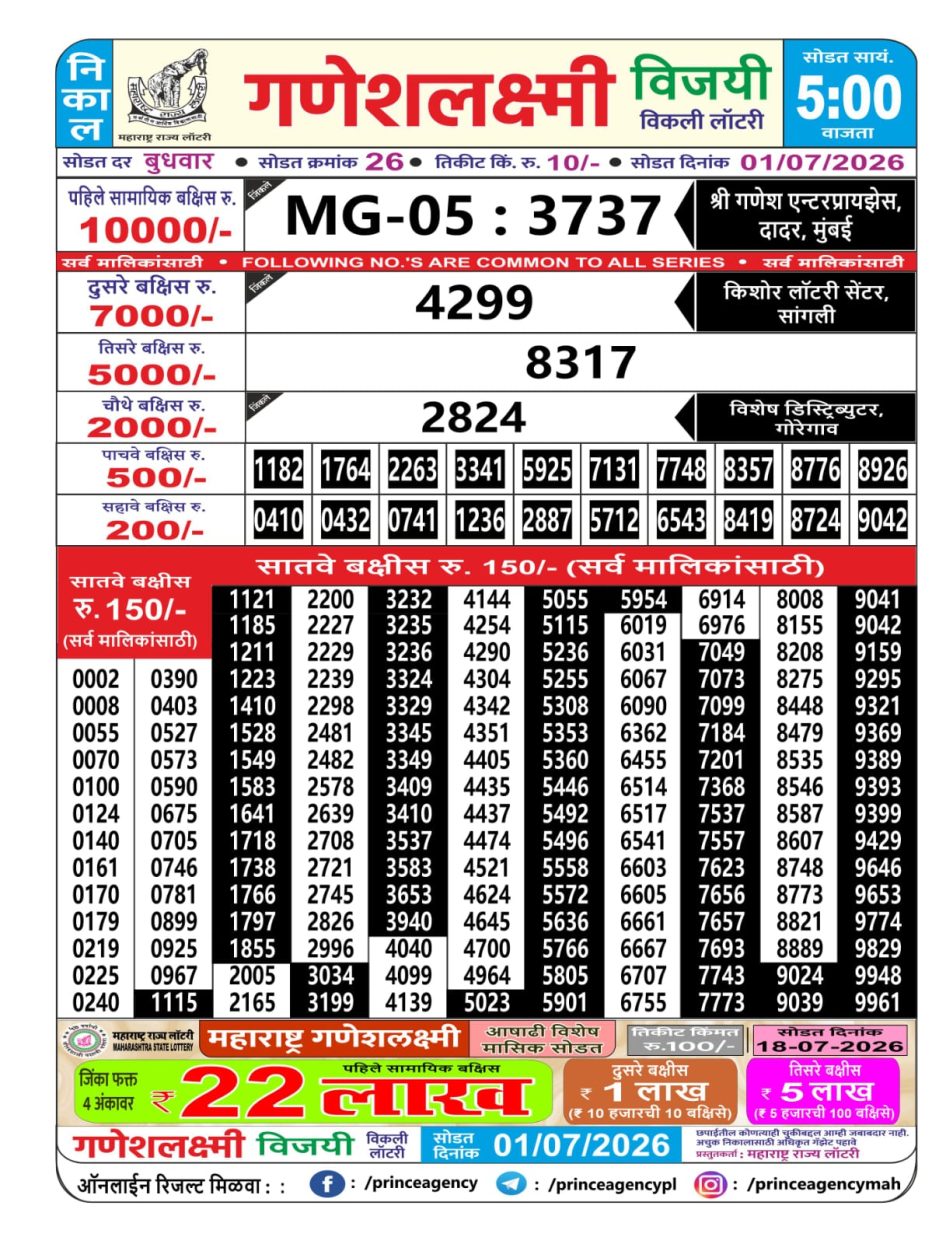Everest Result Today Dear Lottery Chart