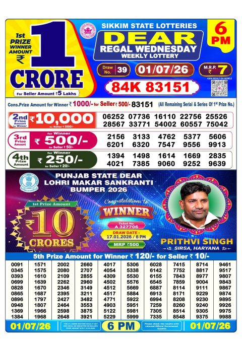 Everest Result Today Dear Lottery Chart