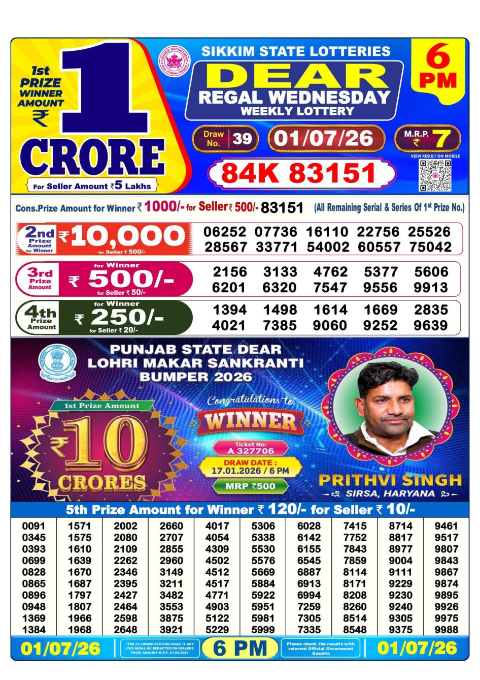 Everest Result Today Dear Lottery Chart