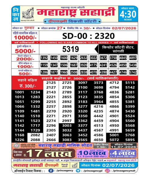 Everest Result Today Dear Lottery Chart